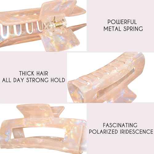 Large Claw Clips 4.1 IN Tortoise Acrylic Stylish Hair Accessories for Thick and Thin Hair 2pc Set Cute Clips for Women Teen Girls (Coral+light yellow)