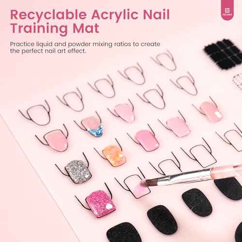 Practice Hand for Acrylic Nails Kit: Silicone Hand for Nail Practice with Nail Kit for Beginners - Bendable Training Fake Hand Manicure Acrylic Powder Set for Salon Home