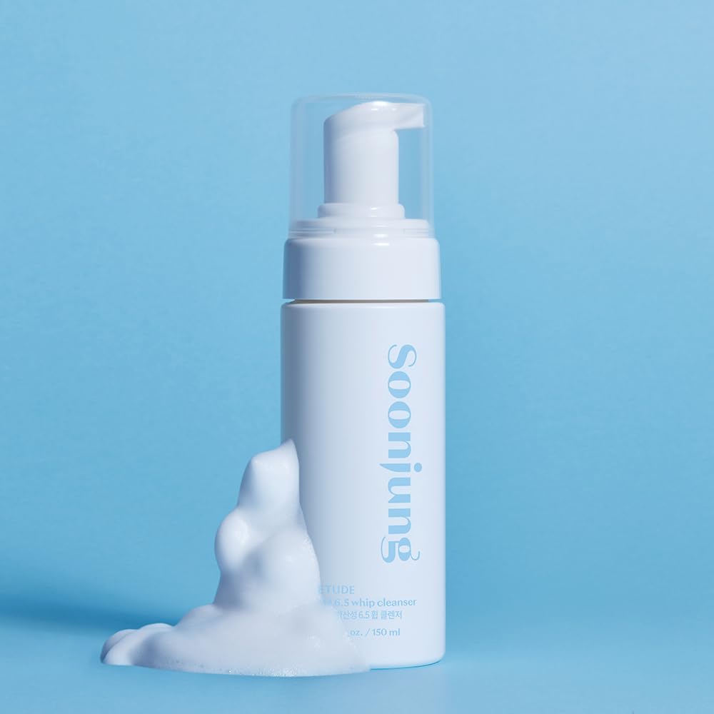 Etude SoonJung pH 6.5 Whip Cleanser - Gentle Micro Foaming Face Wash for Sensitive Skin | 8.45 Fl Oz