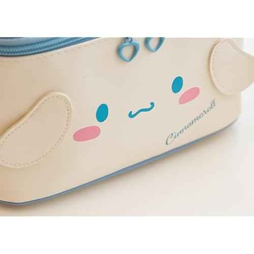 Cinnamoroll PU Cosmetic Bag Makeup Pouch Travel Portable Vanity Case Organizer with Handle - White