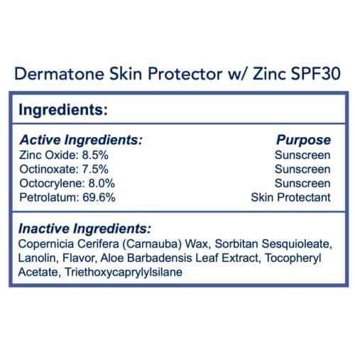 Dermatone Skin Protection Balm w/Zinc SPF 30 | Moisturizing Creme Stocking Stuffer | Heals & Repairs Dry Skin | Advanved Therapy Lips and Face Repair | 2-Pack, 0.5 oz tins