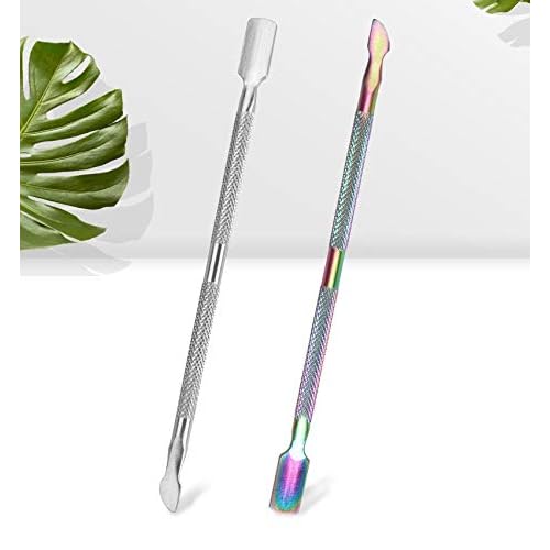 2PCS Cuticle Pusher and Cutter, Stainless Steel Dual Head Cutter and Trimmer Manicure and Pedicure Tool for Fingernails and Toenails