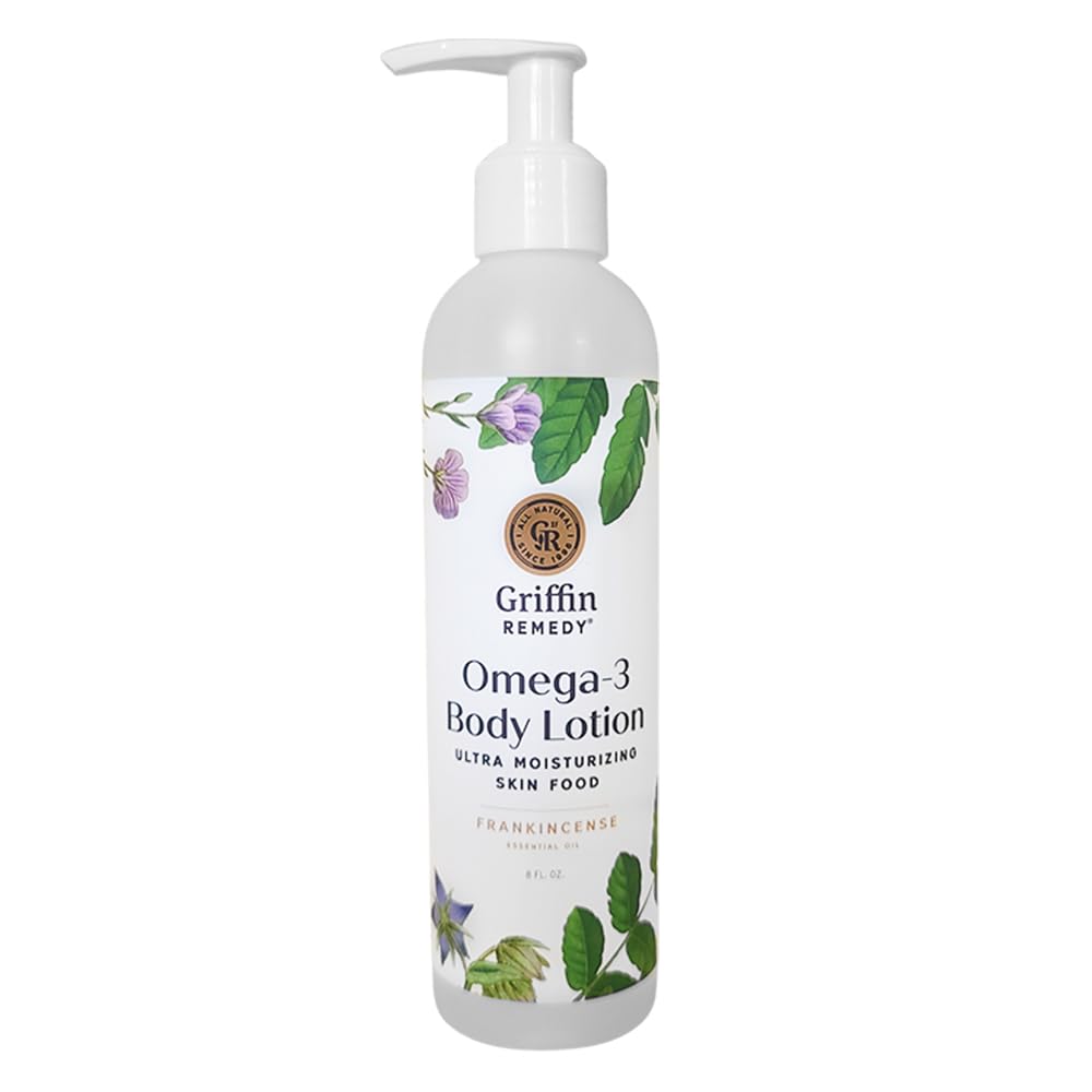 Griffin Remedy Omega-3 Body Lotion-Frankincense Essential Oils and Organic MSM, Ultra Moisturizing, All Natural, Paraben Free, Sulfate Free 8 fl oz