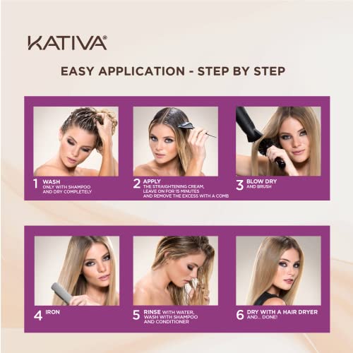 Kativa Brazilian Straightening Blonde Kit, 12 Weeks of Home Use Professional Straightening, with Olive Oil, Citrus Fruits and Keratin, for Straighter, Softer and Shinier Light-Coloured Hair