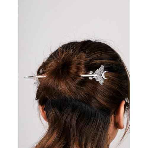 HAQUIL Luna Moth Crescent Moon Hair Clip for Women and Men - Fashion Punk Gothic Hairpin with Moonphase Moth Design, Nickel-free Metal Alloy, Unique Gifts for Jewelry Lovers
