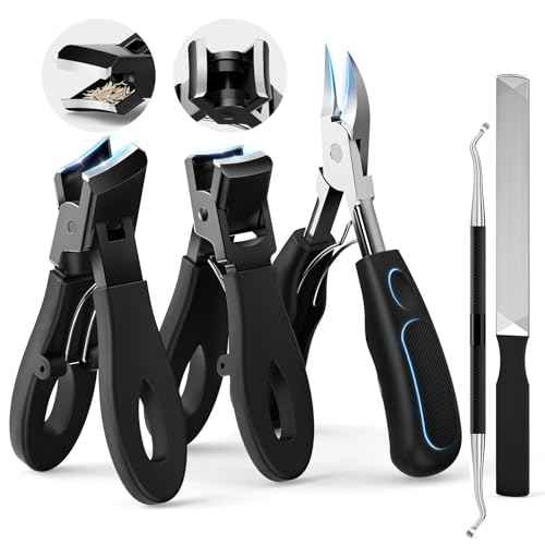 Professional Ingrown Toenail Tools Kit for Seniors,Wide Jaw Straight Nail Clippers,Large Angled Nail Clipper Cutters for Heavy Duty Thick Toe Nails or Fingernail,Manicure Set for Men Women
