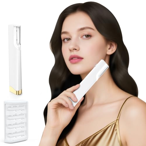 Sonic Dermaplane Razor for Women Face, Three-Speed Rechargeable Dermaplane Razor with 5 Refill Blades, Facial Hair & Peach Fuzz Remover for Women,Sonic Dermaplaning Tool