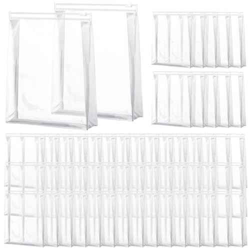 Xuniea 100 Pcs Mini Clear Makeup Bag PVC Small Travel Toiletry Organizer Pouches Bulk Waterproof Transparent Plastic Cosmetic Bag with Zipper for Women Men Travel(5.1'')