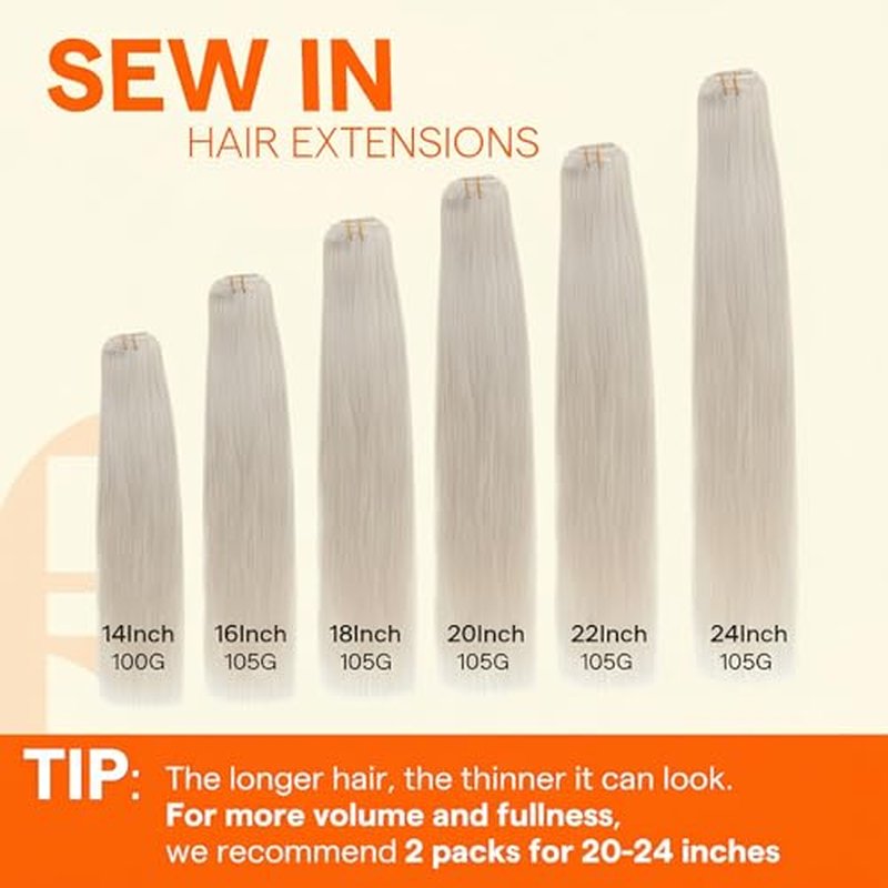 Full Shine Blonde Sew In Weft Hair Extensions Silky Straight Real Hair Wefts Human Hair 105 Grams Sew In Hair Extensions Ash Blonde Highlight Remy Bundles 24 Inch