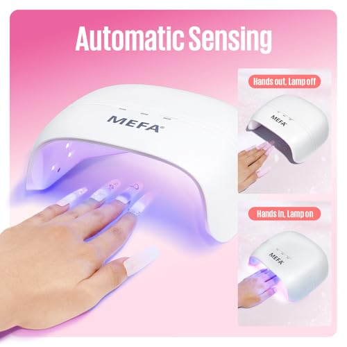 MEFA 72W Portable U V Nail Lamp, U V Light for Gel Nail with 3 Timers, Dryer for Gel Polish Fast Curing, 21pcs Lamp Beads LED Professional UV Light for Home Salon Art Tools
