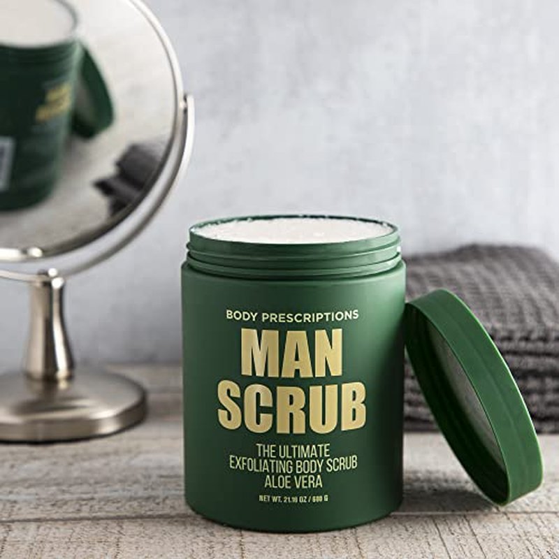 Body Prescriptions Men¡¯s Exfoliating Body Scrub ? Ultimate Skin Cleansing Wash in Jar with Twist-Top Lid, For All Skin Types, 21 Ounce (Pack of 4), Combo Pack