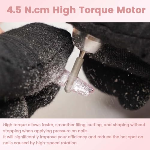 Delanie Professional Nail Drill High Torque 35000 RPM Rechargeable Portable Electric Nail File Filer for Acrylic Gel with Cuticle Bits, Salon Manicure Tool, Rose Gold