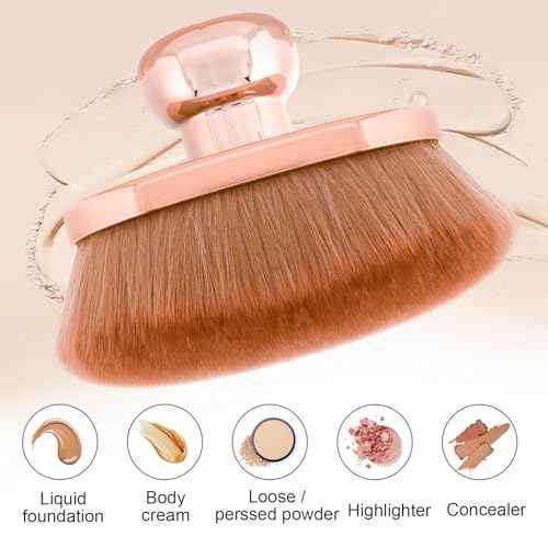 UNIMEIX Blend & Blur Extra Large Body Makeup Brush with Drawstring Bag, 4.5 Inch Wide-headed Sunscreen Applicator Kabuki Brush for Face, Legs, Body (RoseGold)
