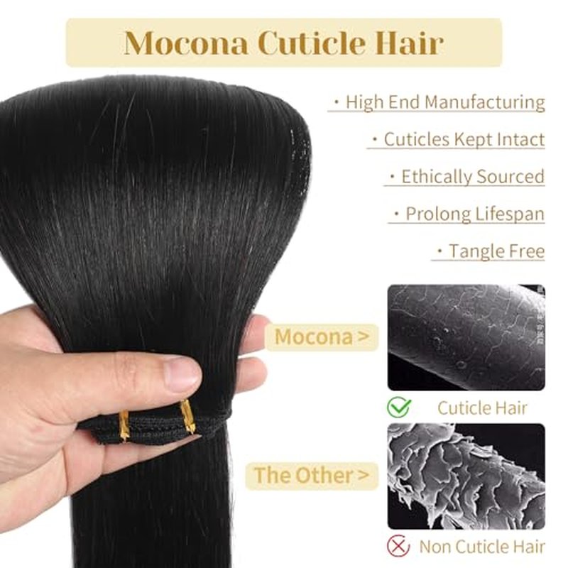 Clip in Hair Extensions Real Human Hair, Natural Black ? 20 Inch 7pcs 160g/Pack, Soft Hair Extensions Real Human Hair Clip ins Straight Suitable for all Hair Types (#1B 20 Inch)