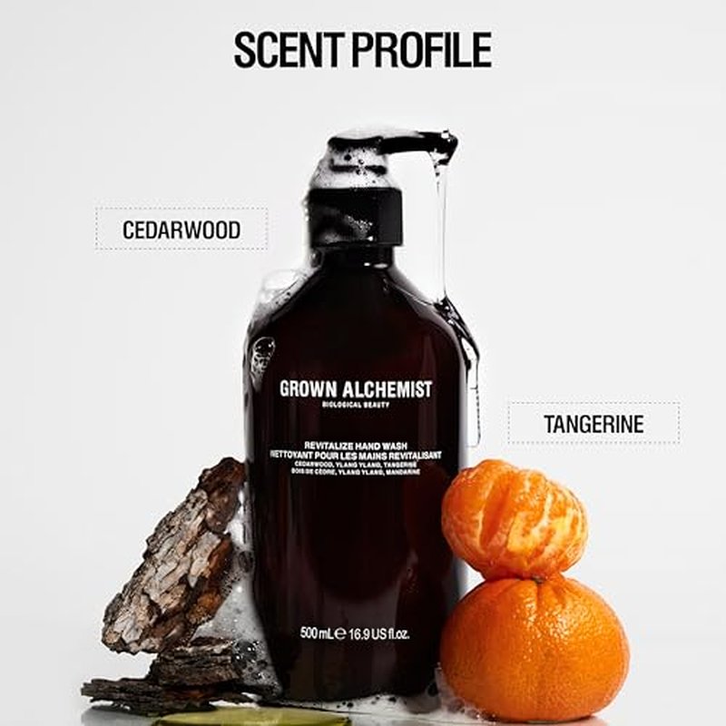 Grown Alchemist Revitalize Hand Wash + Refill Set ? Natural Liquid Hand Soap with Ylang Ylang, Tangerine & Cedarwood ? Gentle, Hydrating Kitchen & Bathroom Soap, Botanical Cleanser for Sensitive Skin