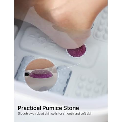 ALLJOY Foot Spa Bath Massager with Heat, Collapsible Foot Massager Spa Soaking Tub with Bubbles, Pumice Stone, Timer, 6 Shiatsu Massage Rollers Pedicure FootSpa for Relaxation, Gifts for Dad, Mom