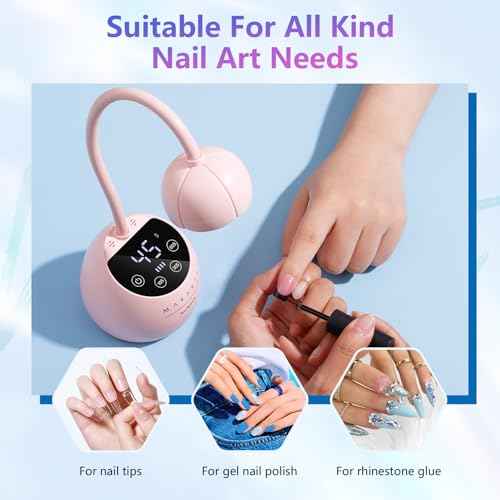 Makartt UV LED Nail Lamp - Gooseneck UV Light for Gel Nails Cherie Cordless USB 39W Nail Dryer Gel Lamp with 4 Times & Auto Sensor Professional Fast Flash Curing Polish Nail Art