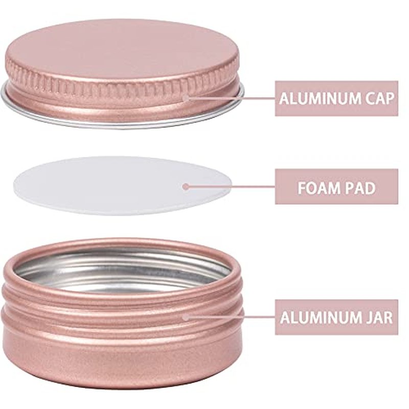 270pcs 0.5 oz / 15ml Bulk Packaging Screw Top Aluminum Tin Jar with Screw Lid and Blank Labels (Rose Gold)