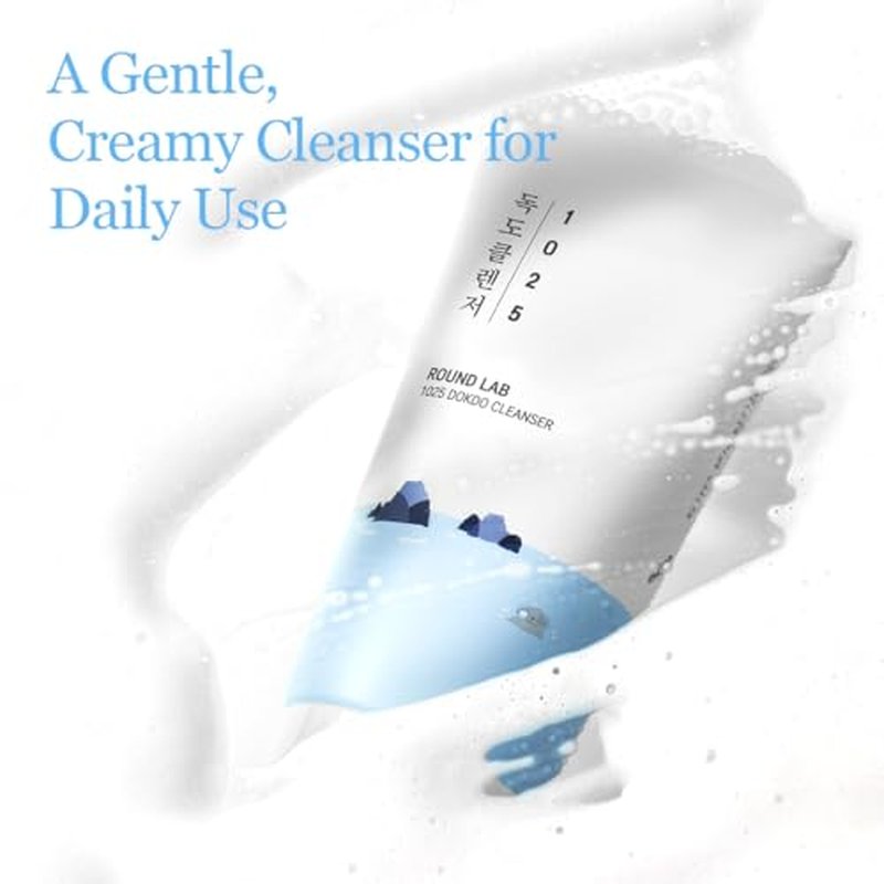 ROUND LAB 1025 Dokdo Cleanser 5.07 Fl Oz, Low pH Facial Cleanser for Sensitive Skin, Rich Soft Bubbles for Deep Cleansing and Makeup Removal, Hydrating Face Wash with Deep Sea Water, Korean Skin Care