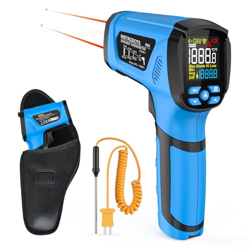 Infrared Thermometer Temperature Gun, -40¢µ to 2192¢µ Dual Laser High Temp Thermometer with LCD Color Display, Non-Contact Industrial Pyrometer 50:1 Distance Ratio, Adjustable Emissivity