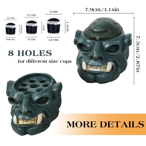 TATTOO INK CUP HOLDER - Ruicoo 2Pcs Hard Resin Skull Tattoo Ink Cup Holder 7 Holes Tattoo Pigment Ink Cup Holder Stand for Tattoo Supplies Permanent Makeup Tattoo Kit Tattoo Accessories
