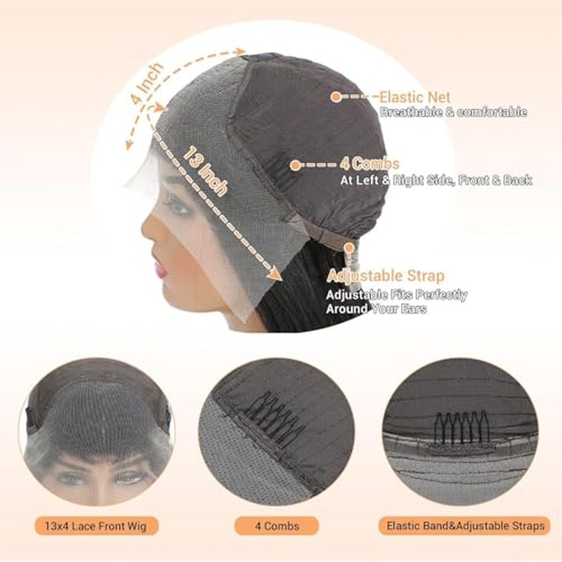 Bob Wig Human Hair 13x4 Body Wave Lace Front Wigs Human Hair Pre Plucked 14 Inch 100% Real Human Hair Wigs 220 Density HD Lace Frontal Wigs for Women Can Last 6-9 Months Body Wave Bob Wig