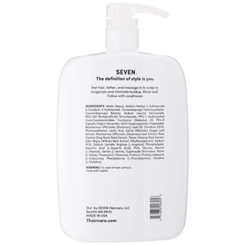 SEVEN Hair Care Cubica Clarifying Shampoo for Women & Men, Detox and Minimize Dry Scalp + Buildup with Rosemary, Eucalyptus & Rose Hip Oil, Cruelty Free, Sulfate Free, Made in USA