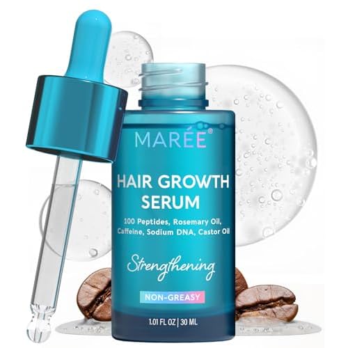 MAREE Hair Growth Serum - Caffeine Peptides Castor Rosemary Oil for Hair Growth - Products for Women & Men - Hair Oils for Hair Growth - Hair Regrowth Tonic - Scalp Serum - Suero Para El Cabello