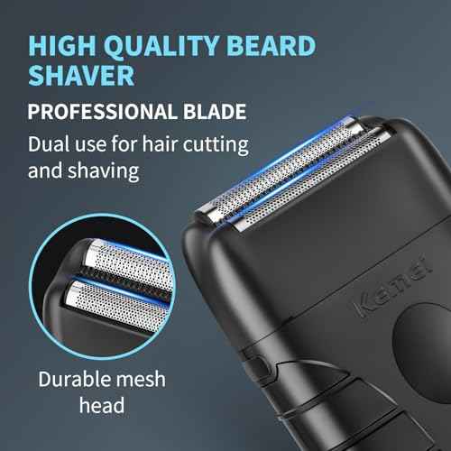 KEMEI Professional Electric Foil Shaver for Men, Beard Trimmer & Men's Grooming Tool, Foil Shaving and Bald Head Precision Trimmer. Cordless and Rechargeable with USB. Gifts for Men