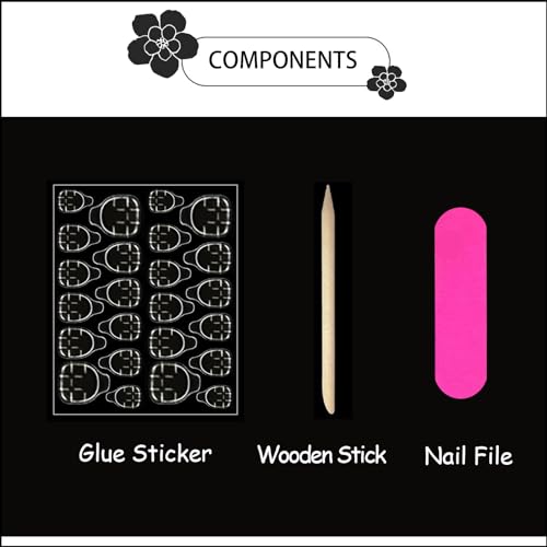 French Tip Press on Nails Almond Fake Nails Press ons with Designs Chrome False Nails Medium Glossy Full Cover Glue on Nails French Acrylic Stick on Nails for Women Nail Manicure Decoration 24Pcs