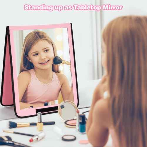 LPHUMEX Portable Pink Mirror Full Length for Dance, 33x13 Inch Hanging Mirror for Dance Bag, Lightweight Folding Travel Mirror Dance Competition Must Haves