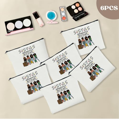 6 Pcs Sister Gifts: Girls Trip Favors Makeup Bag - Besties Females Christmas Cosmetic Bag - Weekend Bags for Women Vacation Bachelorette Party