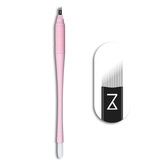 Mellie’s Signature Microblading Pen – Pack of 10 Disposable Eyebrow Tattoo Pens | Sterilized Blades C14 .18mm | Rubber Grip & Pigment Sponge | Professional Brow Tool (Pink)