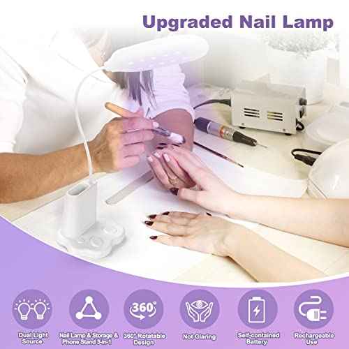 Saviland Goose Neck U V Nail Lamp: Flash Cure LED Nail Lamp 360¡Æ Rotatable Hands-Free 2-in-1 Gel Polish Curing Nail Lights with Nail Brush Holder Nail Art Nail Salon Manicure Home DIY