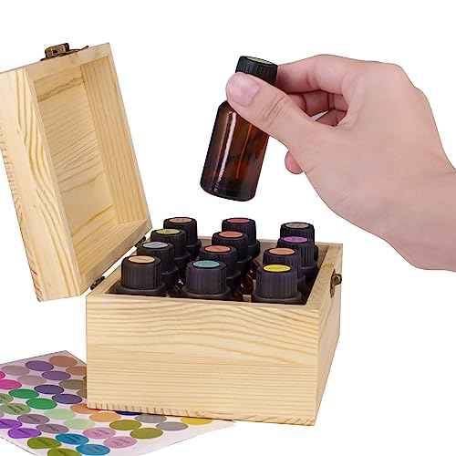 Essential Oil Storage Box High Capacity Wooden Essential Oils Display Organizer Stand Holder for 15 ml Bottles Nail Polish Collection.