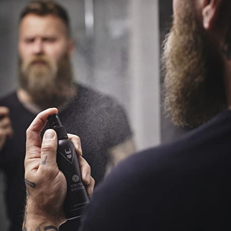 Beard & Hair Heat Protectant Spray - Viking Shield Beard Spray for Men, Protects Hair from Heat Damage of Straightener and Styling - Argan Oil Thermal Protector Spray - Protect Up To 450¨¬ F - 4 Fl Oz