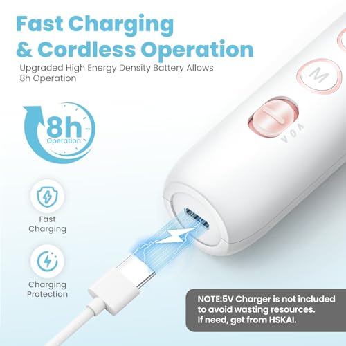 Nail Drill Electric File: HSKAI¢ç 10000RPM Powerful Nail Drill with LCD Display, Cordless Thick Nail Grind Filer for Acrylic Gel Natural Nails Toenails, Manicure & Pedicure Multi-Tool for Home Salon