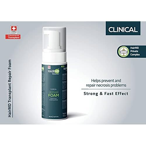 Transplant Clinical Foam - 150ml Men's Hair Growth Formula - Nourishes and Repairs Post-Transplant Scalp - Gentle Cleansing for Sensitive Skin