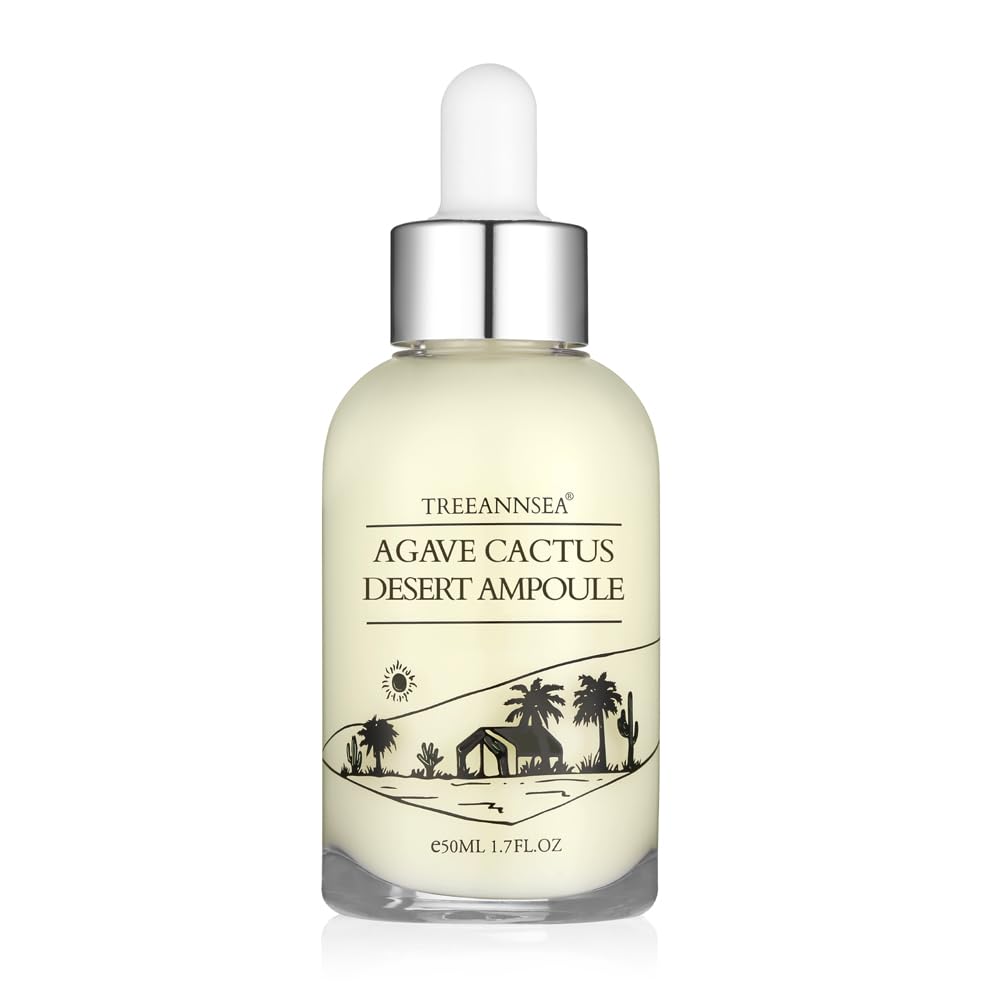 TREEANNSEA Agave Cactus Desert Ampoule 1.76 Fl.Oz/ 50ml Moisturizing Serum for Face with 84% Agave Cactus for Hydration and Replenishment, Korean Skincare