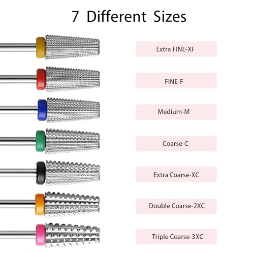Nail Drill Bits 5 in 1 Carbide Rotary Bit 3/32" Shank Nail Cutter,Left and Right Handed Acrylic or Hard Gel Remover (F)