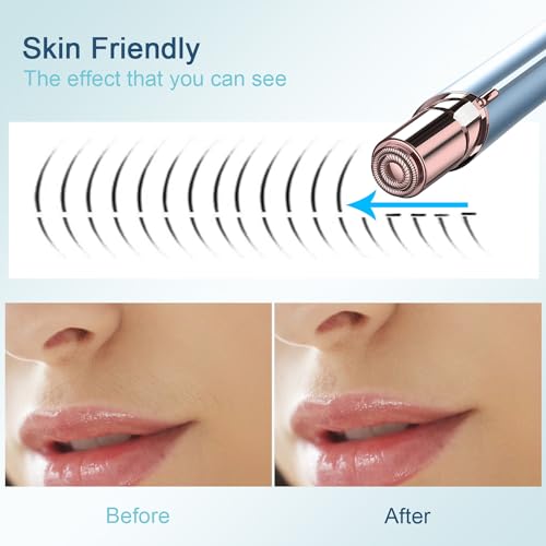 Facial Hair Remover for Women - Blue Color | 8 Replacement Heads Included