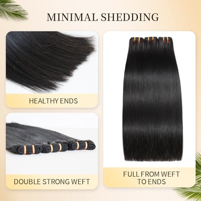 BLACKMOON Raw Human Hair Bundles, 16a Raw Indian Hair, 100% Unprocessed Virgin Straight Bundles, Triple Lifespan Than Regular Virgin Hair, 22 Inches Double Weft 100g/Bundle Natural Black
