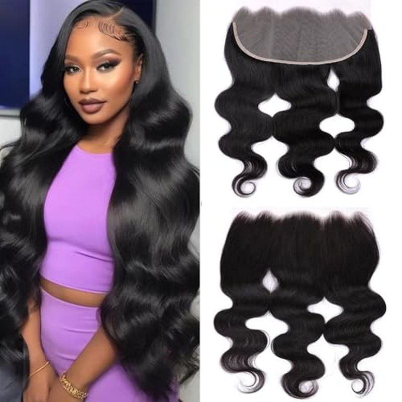 MSGEM 13x6 Lace Frontal Body Wave HD Transparent Frontal Ear to Ear 13x6 Lace Frontal Closure With Baby Hair Free Part 100% Virgin Human Hair Closure Natural Hairline 150% Density 22inch