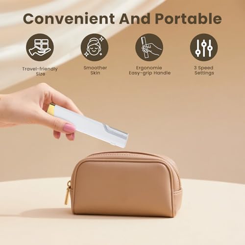 Sonic Dermaplane Razor for Women Face, Three-Speed Rechargeable Dermaplane Razor with 5 Refill Blades, Facial Hair & Peach Fuzz Remover for Women,Sonic Dermaplaning Tool