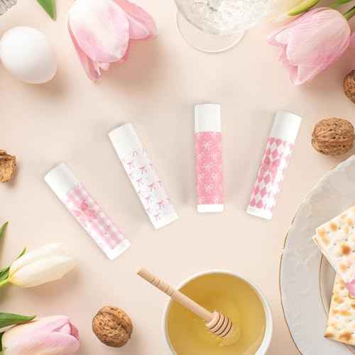 50 Pcs Pink Bow Baby Shower Favors Bulk Pink Bow Moisturizing Lip Care Coquette Bow Party Favors for Bachelorette Wedding Birthday Employee Christmas Halloween Baby Shower Party