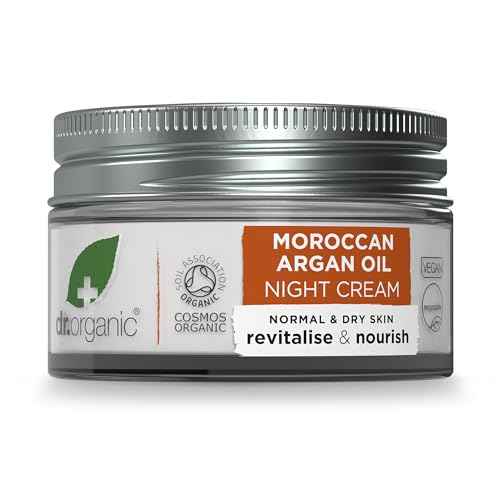 Dr. Organic Moroccan Argan Oil Night Cream | Nourishing Overnight Therapy Cream, For Normal to Dry Skin, Vegan, Natural, Certified Organic, Paraben & SLS-Free, 50 mL/ 1.7 fl oz