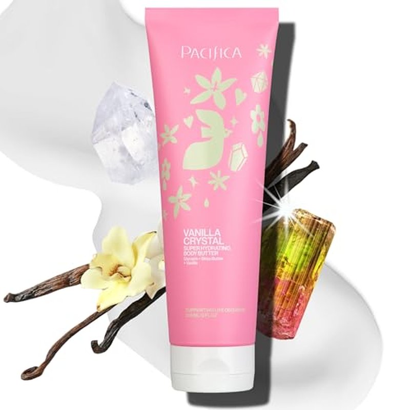 Pacifica Vanilla Crystal Body Butter Lotion ? Super Hydrating Moisturizer for Dry Skin, Rich Shea Butter & Vitamin E Formula, Vegan, Cruelty-Free, Clean Beauty, Vanilla Scent, 6 oz