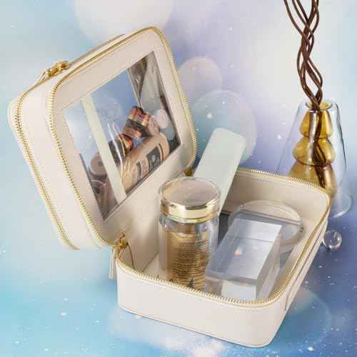 SANHECUN Clear Travel Toiletry bag Toiletry Case Carry on Travel Accessories Bag Makeup Bag(White, SHC-TL-2)