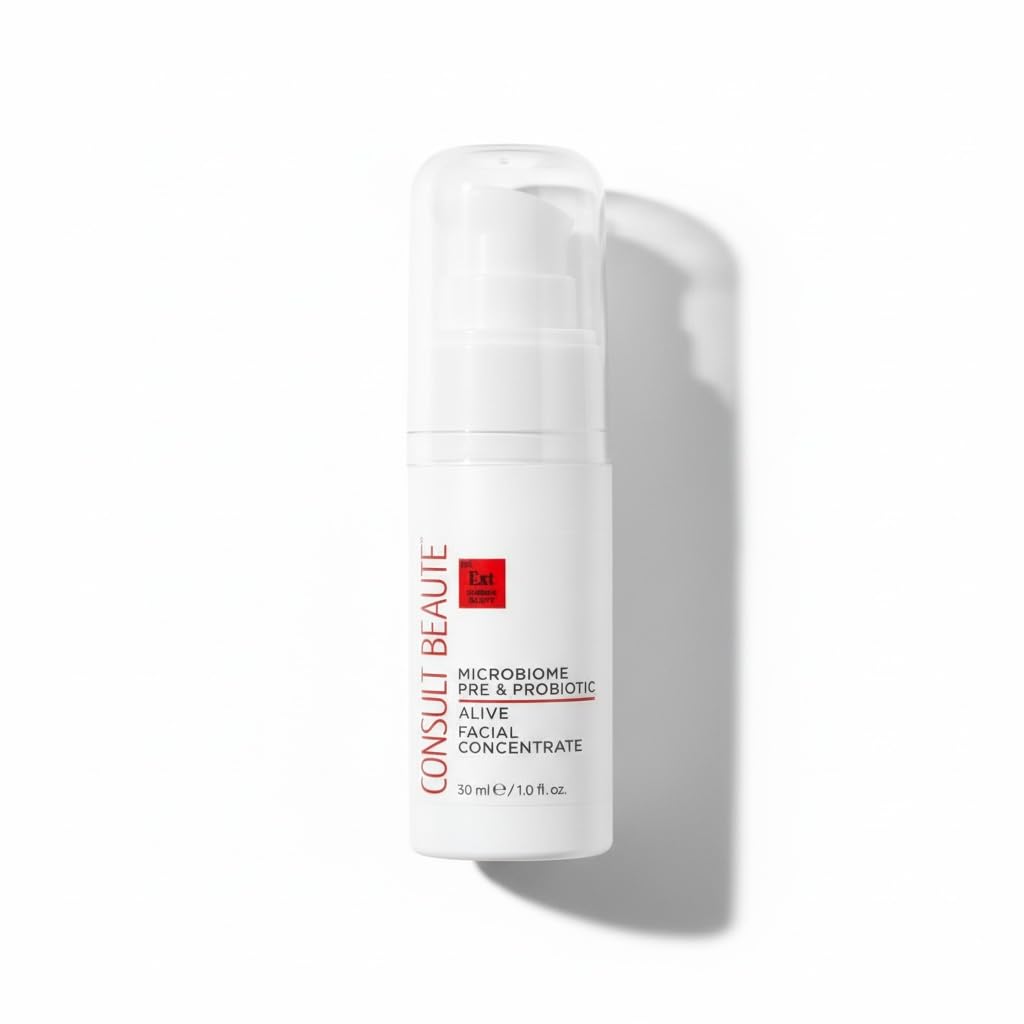 Consult Beaute ALIVE Microbiome Facial Serum Gel Concentrate, Pre & Probiotic Skin Care for Women & Men, Hydrating and Restores Skin Barrier, Fragile, Sensitive, All Skin Types, 1 Fl Oz