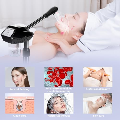 Professional Facial Steamer, Facial Steamer on Wheels with Timer Function, Ozone Face Steamer for Spa, Salon and at Home Use